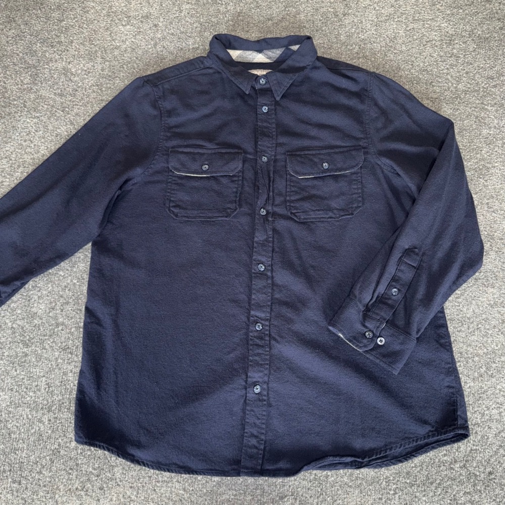 One Day Away Flannel Shirt Mens XL Blue Button Up Casual Everyday Soft‎ Comfort
